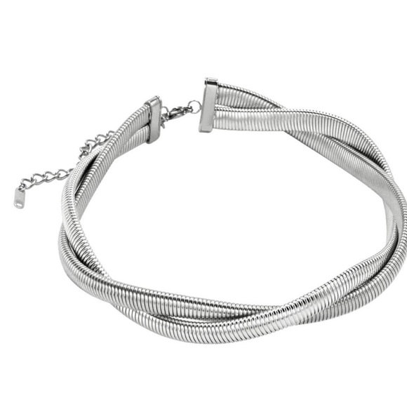 Silver Flex Snake Chain Choker Necklace - Picture 1 of 2